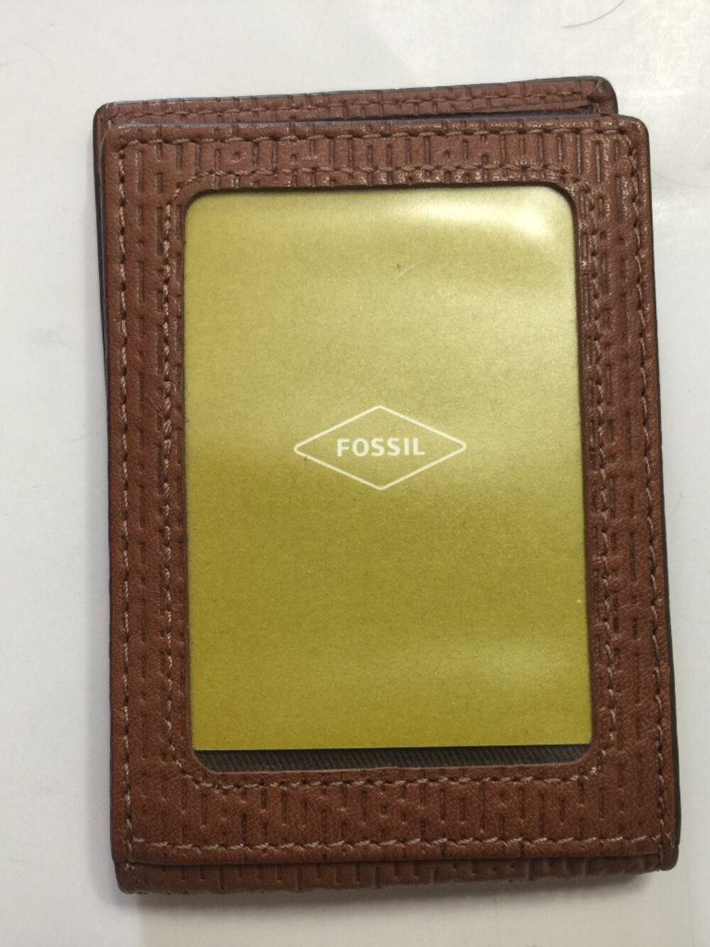 FOSSIL MENS LEATHER MONEY CLIP WALLET-NEW
